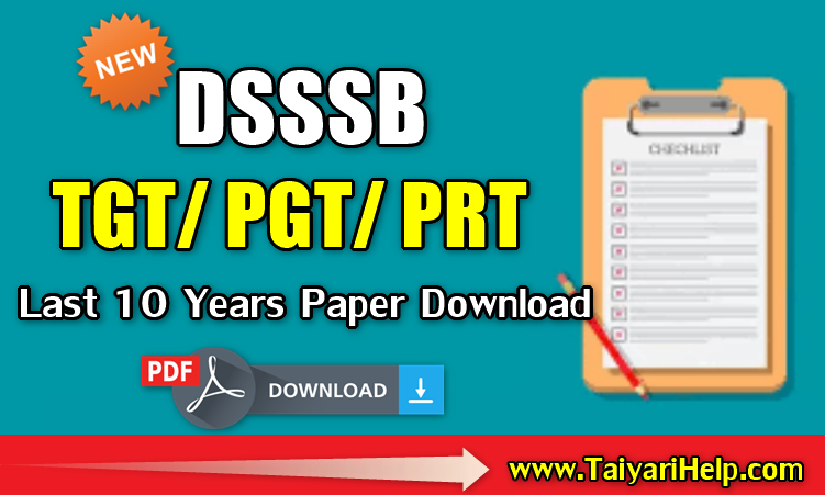 DSSSB TGT PGT PRT Teacher Previous Paper Download